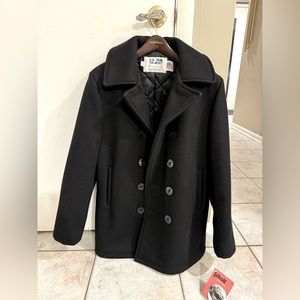 Schott Men’s Wool Navy Pea Coat *with tags*